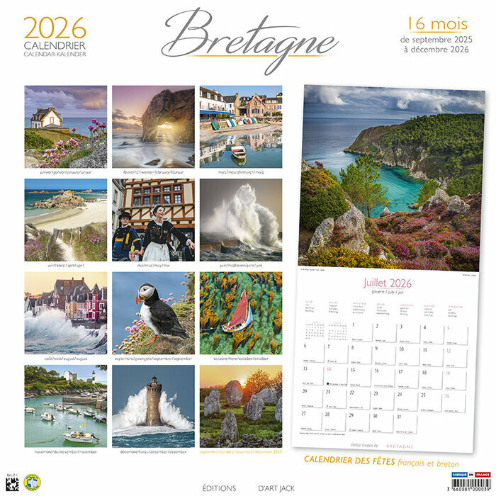 Calendrier Mural 2026 Bretagne Bateaux Ports