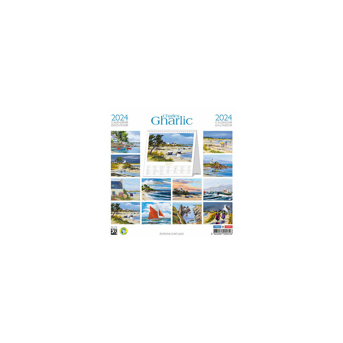Calendrier chevalet Bretagne par Charles Gharlic 2024