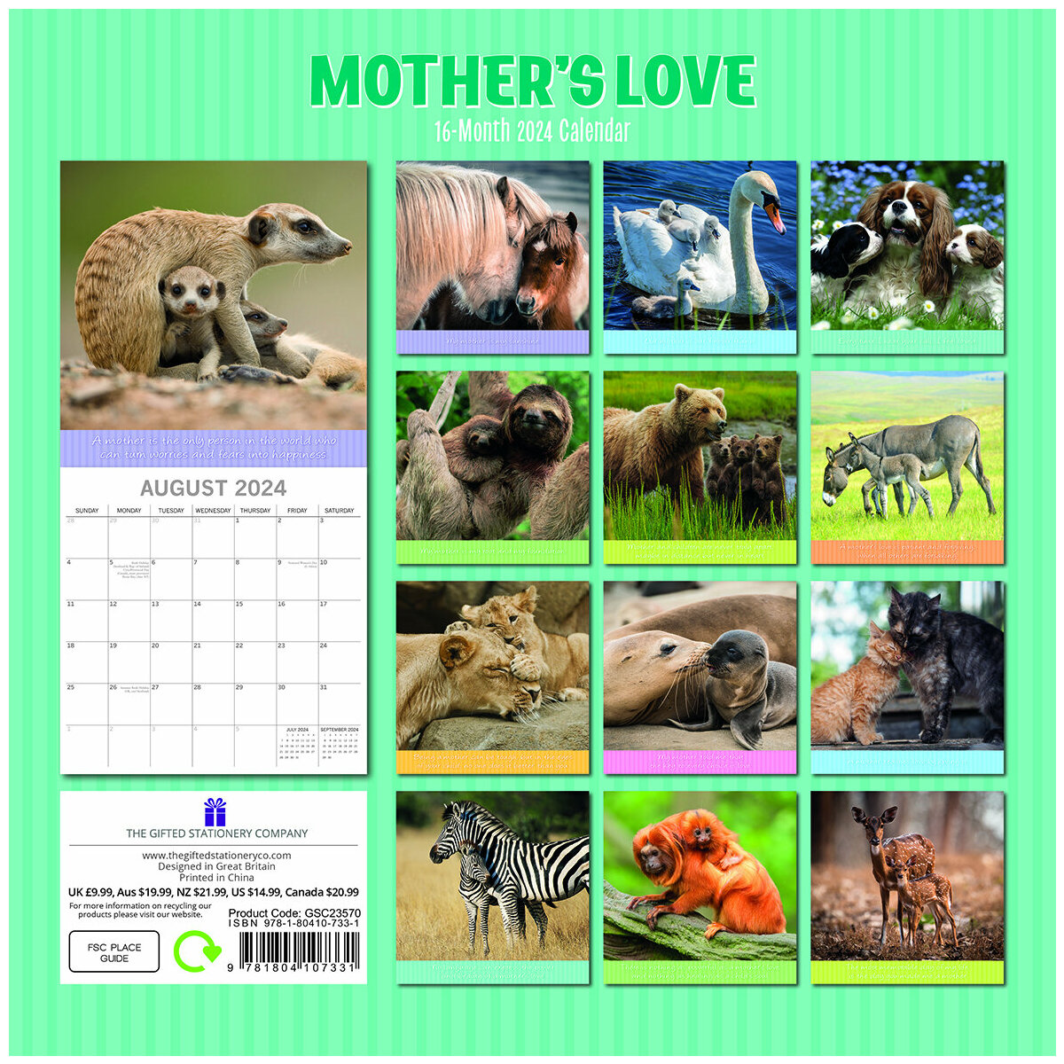 Calendrier 2024 Maman et leur bébé animaux