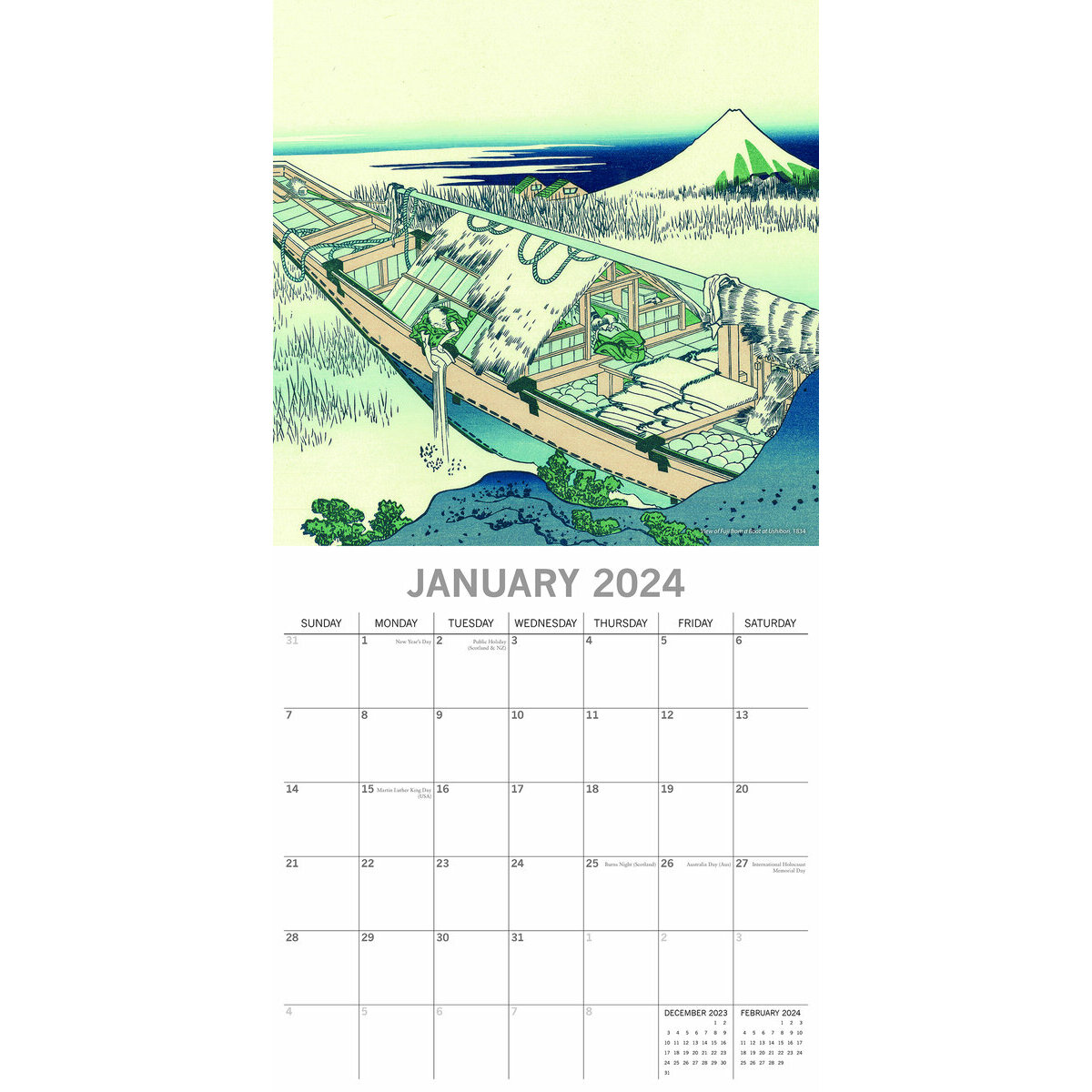 calendrier Art japonais Hokusai 2024