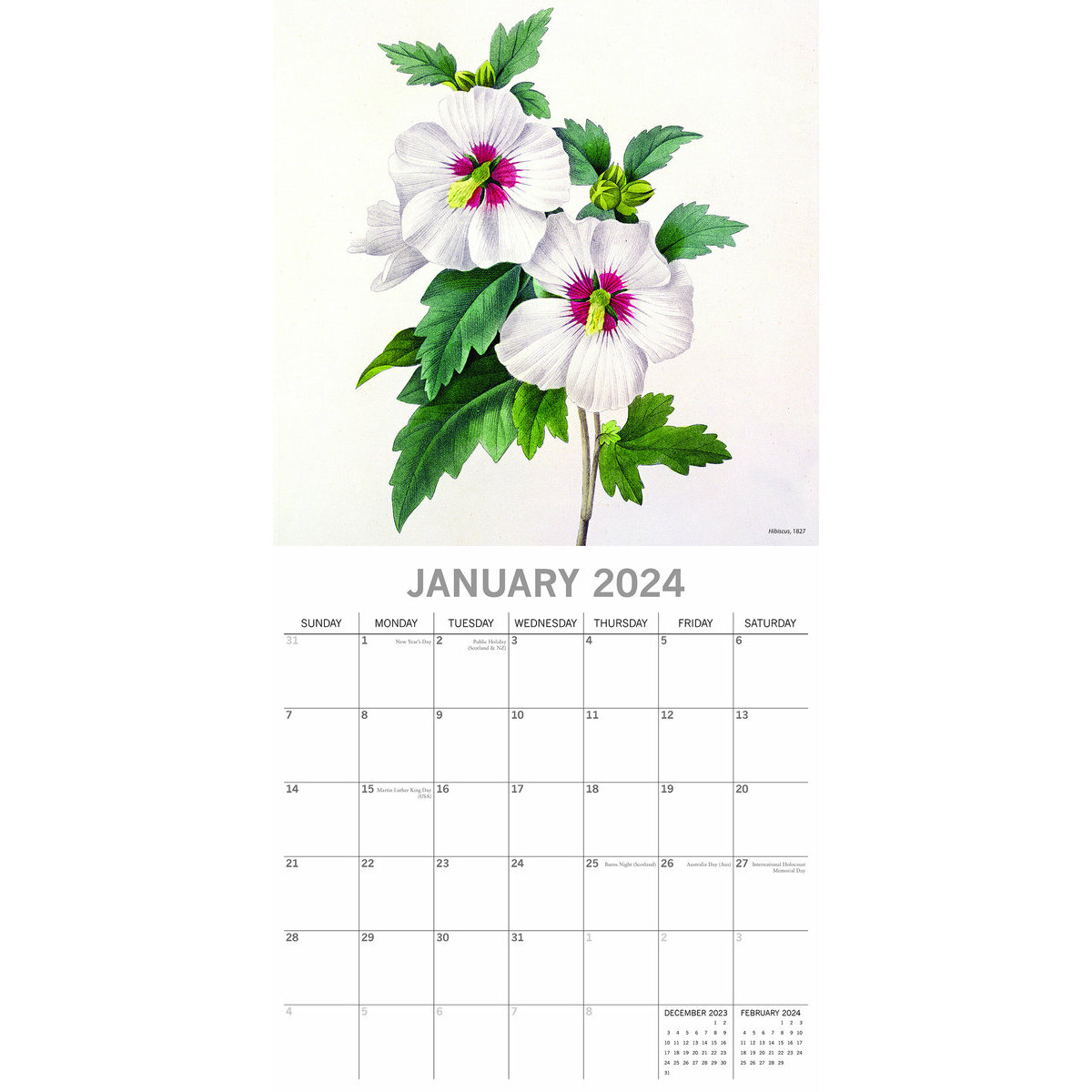 calendrier Fleur Pierre-Joseph Redouté 2024