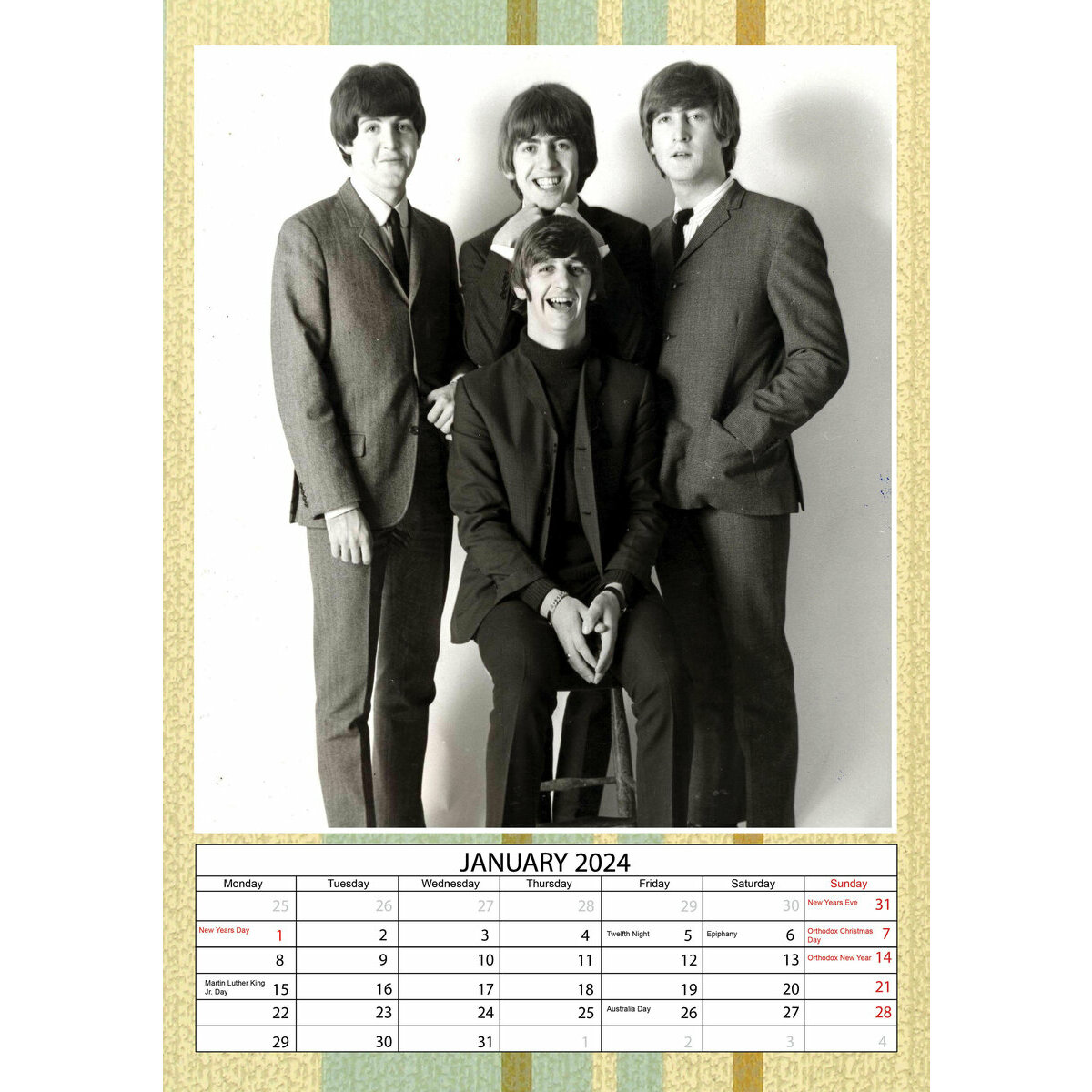Calendrier 2024 Beatles format A3