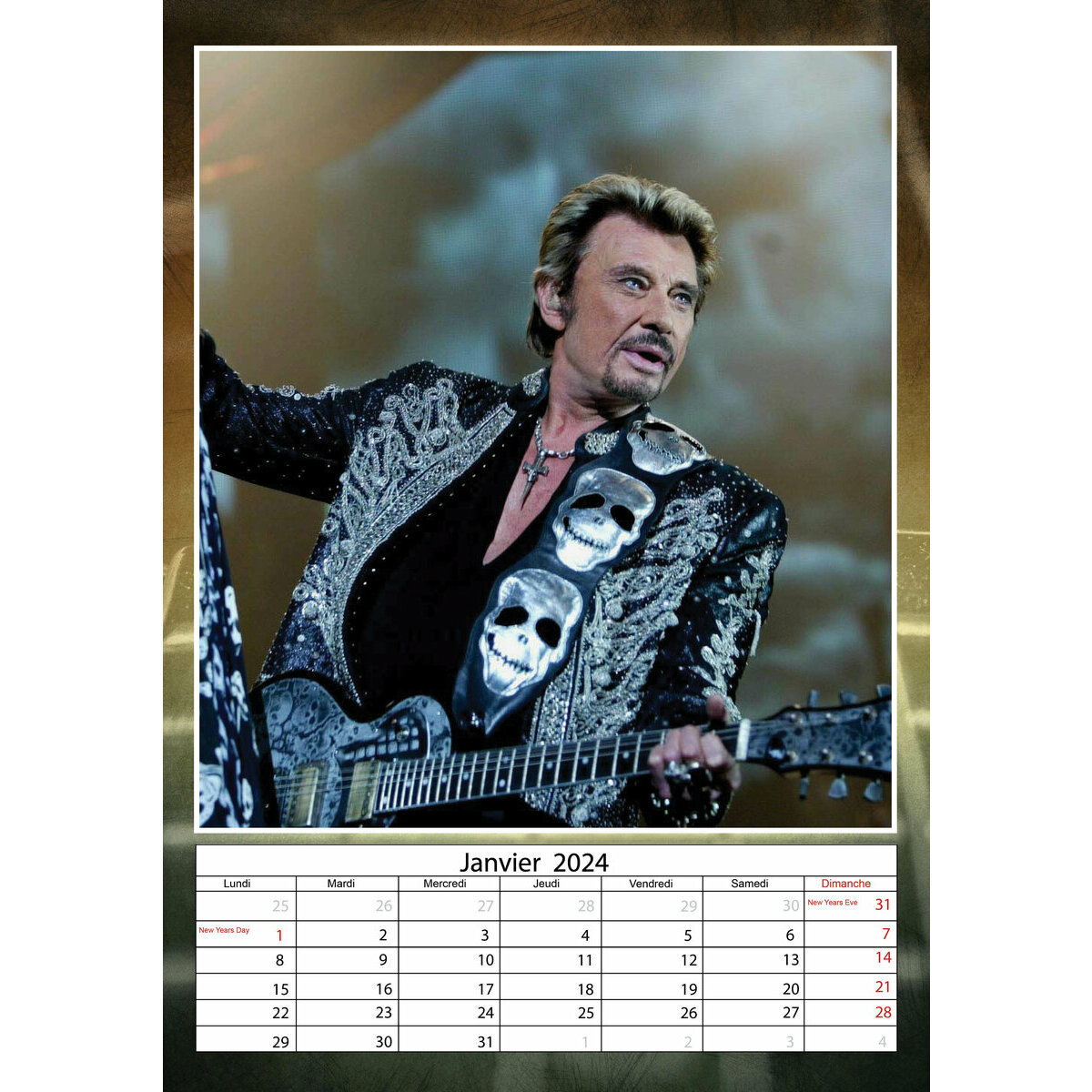 Calendrier 2024 Johnny Hallyday format A3