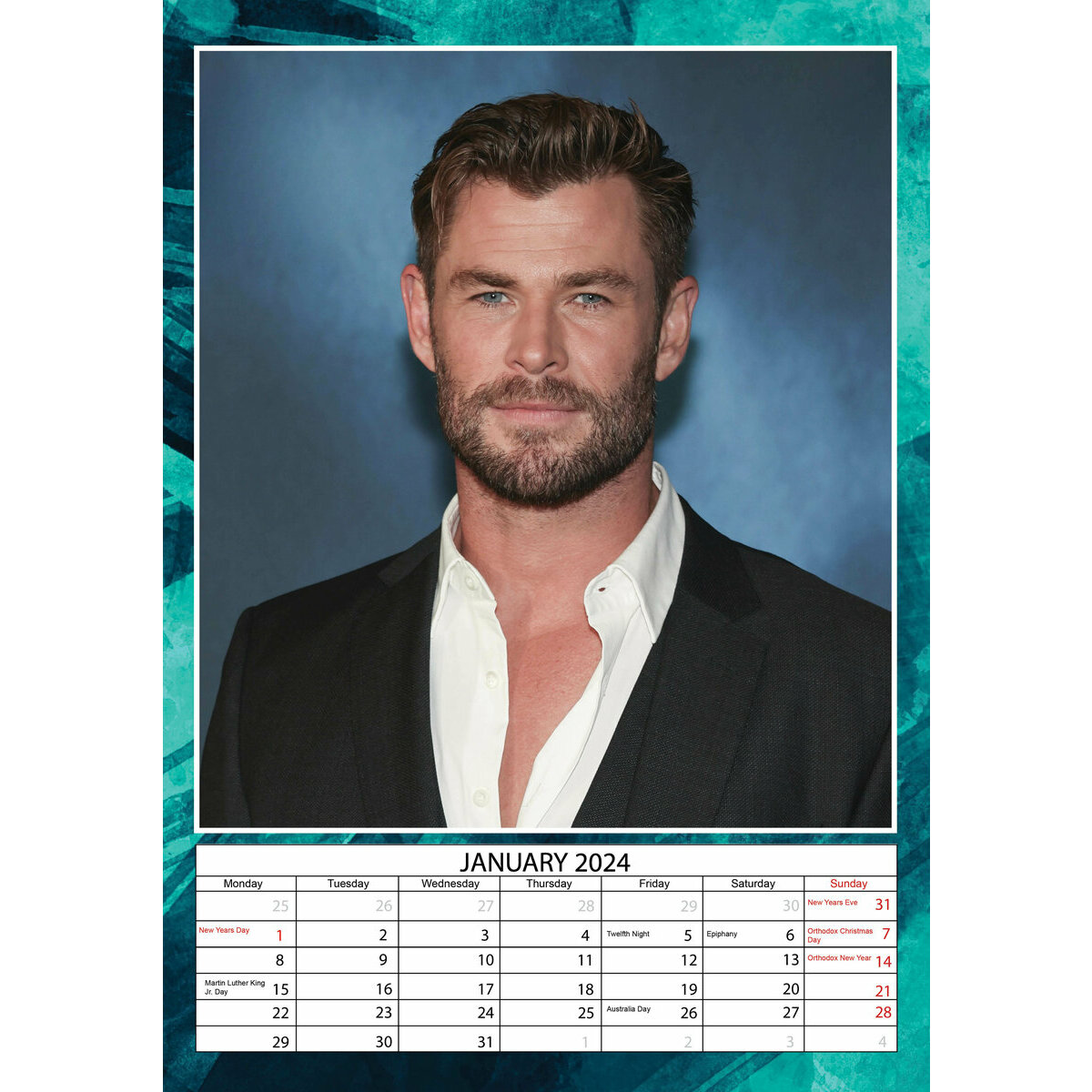 Calendrier 2024 Chris Hemsworth format A3