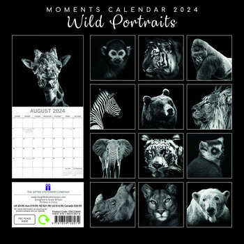 Calendrier 2024 Animaux sauvages noir et blanc Calendrier 2024 Animaux sauvages noir et blanc