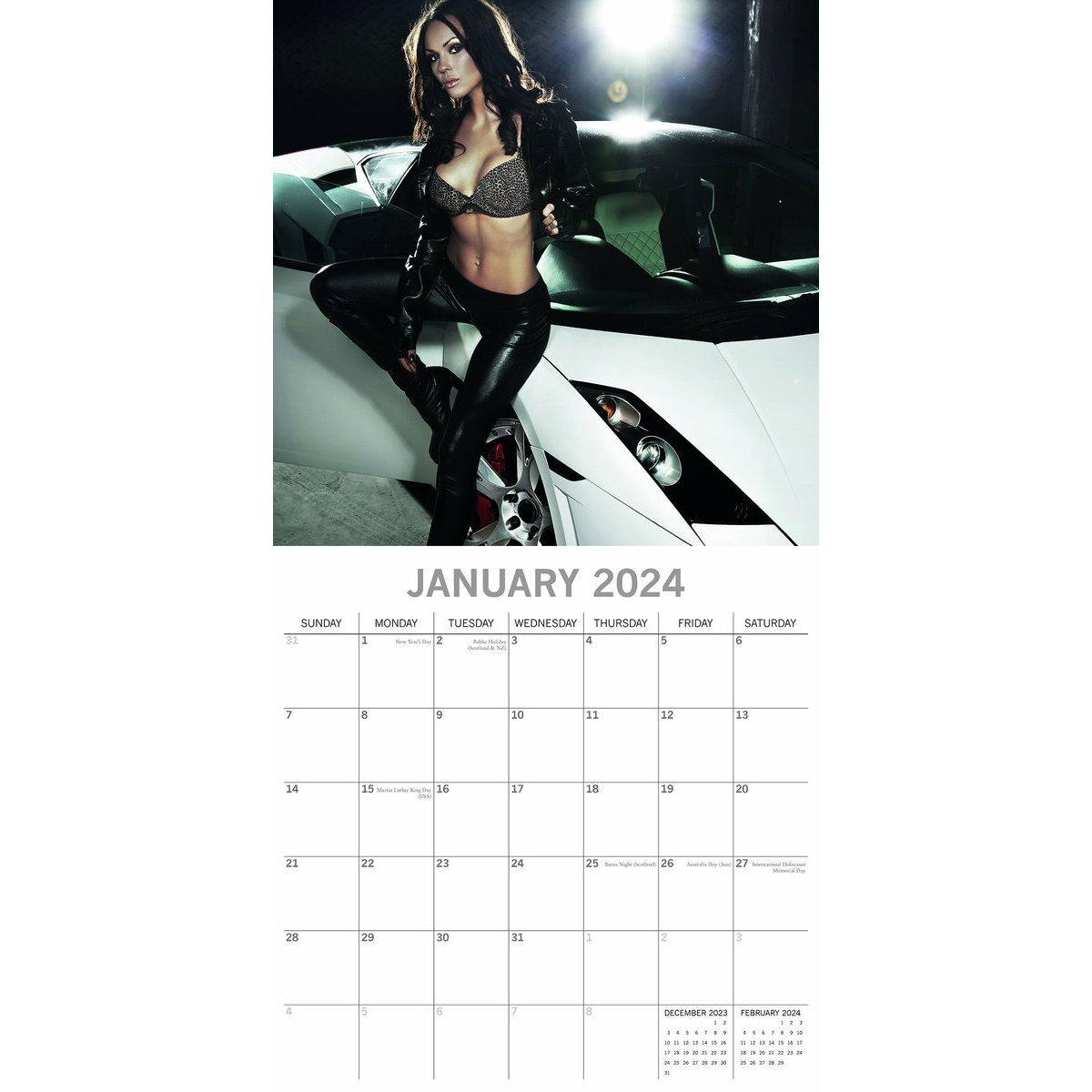 Calendrier 2024 Sexy femme et voiture