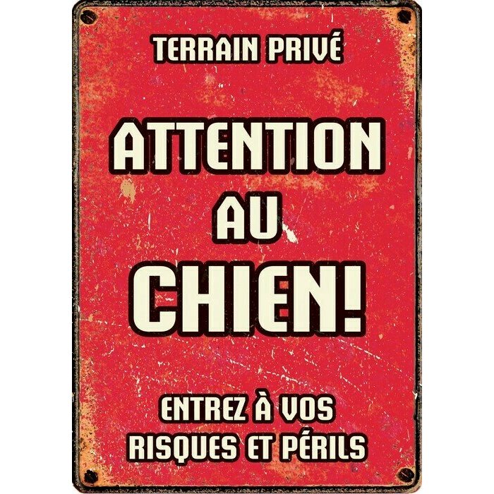 Plaque mtal dcorative Attention au chien