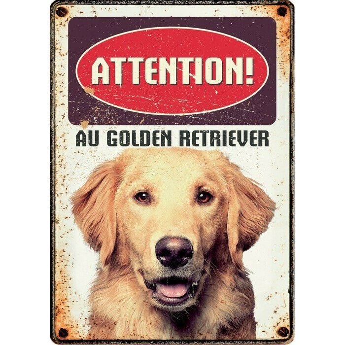 Plaque mtal dcorative Golden Retriever