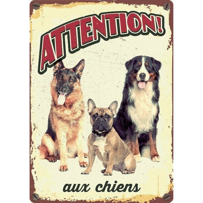 Plaque métal 3 chiens