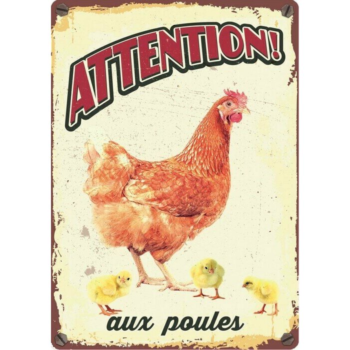 Plaque mtal Poule