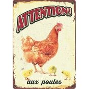 Plaque mtal Poule