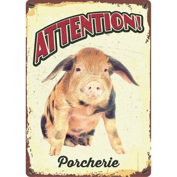 Plaque métal décorative Cochon porcherie
