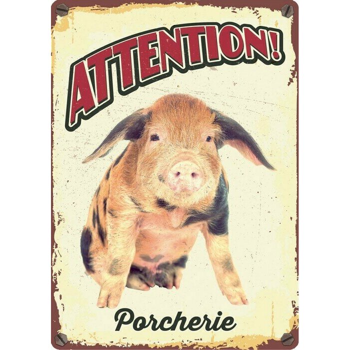 Plaque métal décorative Cochon