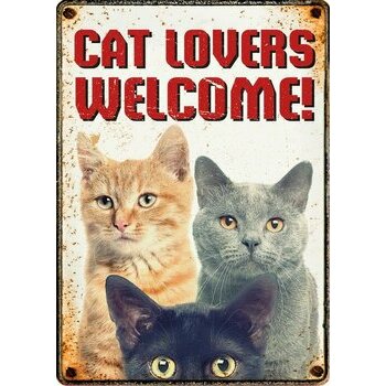Plaque métal décorative Amoureux des chats
