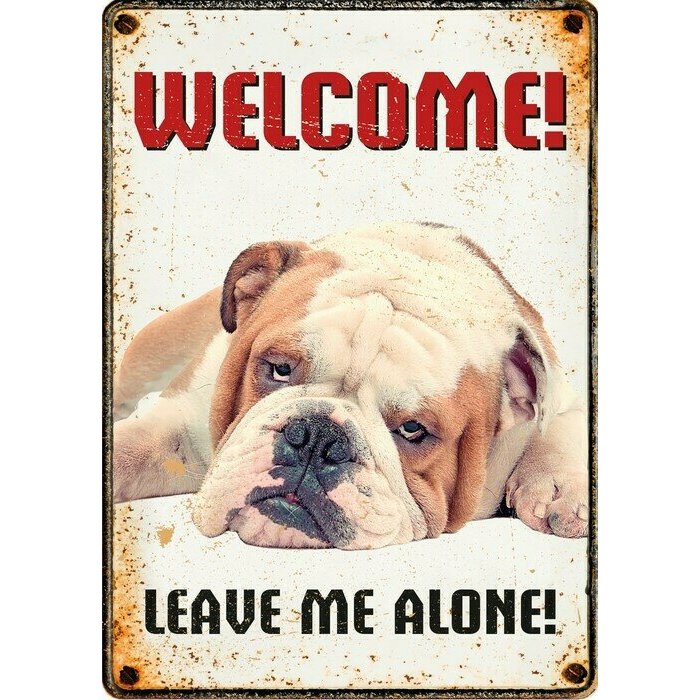 Plaque mtal dcorative Chien Bulldog anglais