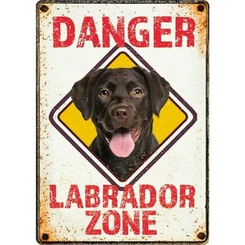 Plaque métal décorative humour Labrador Danger
