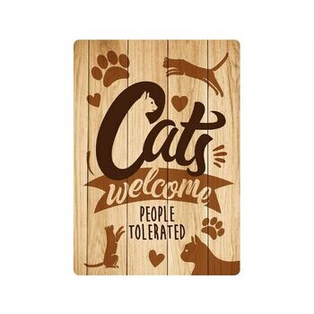 Plaque métal décorative humour Chat bienvenue humain toléré Plaque métal décorative humour Chat bienvenue humain toléré