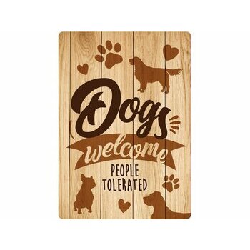 Plaque métal décorative humour Chien bienvenue humain toléré Plaque métal décorative humour Chien bienvenue humain toléré