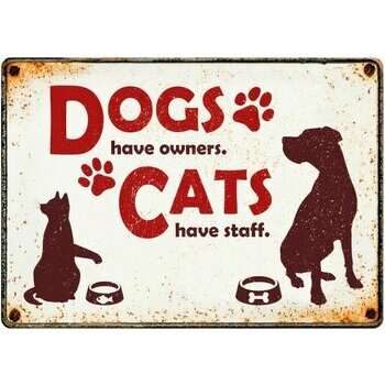 Plaque métal décorative humoristique Chien et Chat Plaque métal décorative humoristique Chien et Chat
