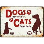 Plaque mtal dcorative humoristique Chien et Chat