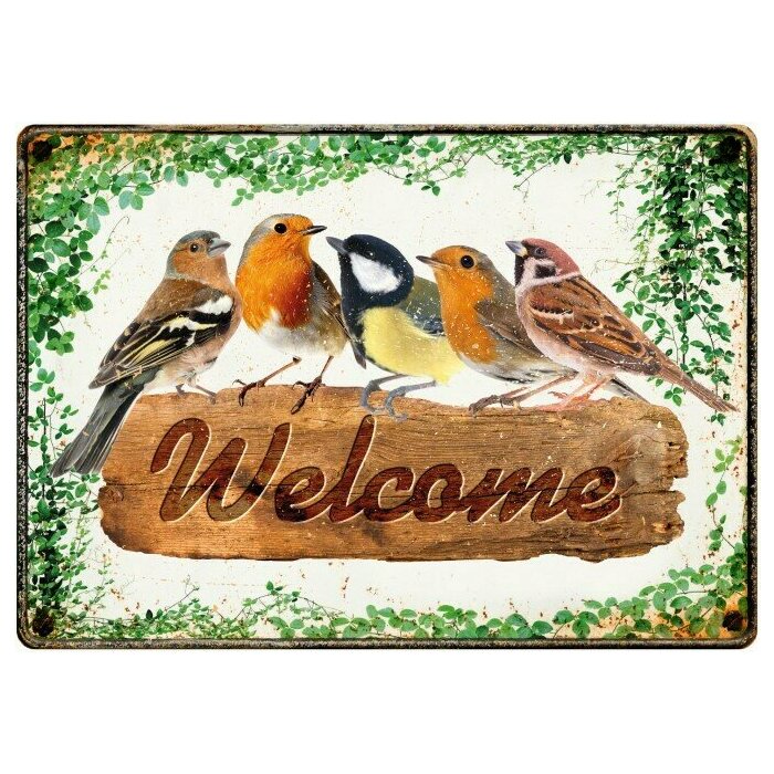 Plaque mtal oiseaux