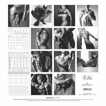Calendrier 2024 Corps homme nu noir et blanc Calendrier 2024 Corps homme nu noir et blanc