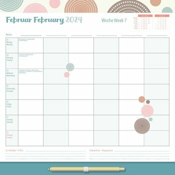 Calendrier familial par semaine 2024 à pois Calendrier familial par semaine 2024 à pois