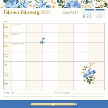 Calendrier familial par semaine 2024 à fleur Calendrier familial par semaine 2024 à fleur