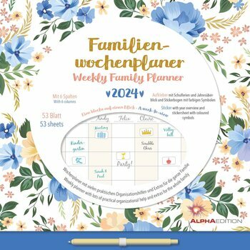 Calendrier familial par semaine 2024 à fleur Calendrier familial par semaine 2024 à fleur