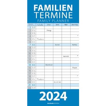 Calendrier familial 2024 Bleu