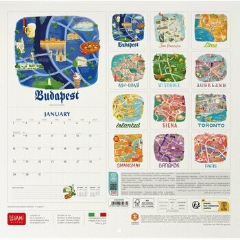 Calendrier 2024 Carte retro des plus grands villes du monde