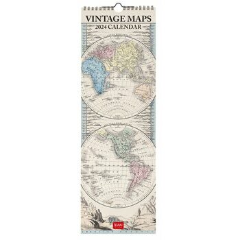 Calendrier slim 2024 Carte antique rétro Calendrier slim 2024 Carte antique rétro