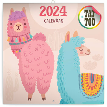 Calendrier 2024 Lama avec Tatouages éphémères Calendrier 2024 Lama avec Tatouages éphémères