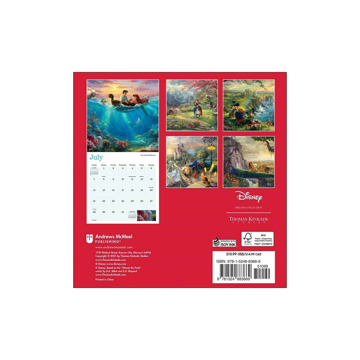 mini calendrier 2024 Thomas Kinkade Disney