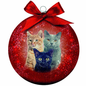 Boule de noël Chat trio Roux Noir et Gris