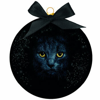 Boule de noël Chat yeux noir