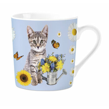 Mug Chaton tigré gris fleur