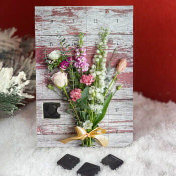 Calendrier de l'avent Bouquet de Fleurs sur bois personnalisé avec votre message