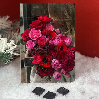Calendrier de l'avent Bouquet de Fleurs Rouge et rose personnalisé avec votre message