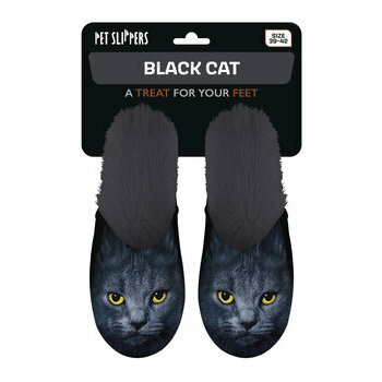 Chaussons Chat gris noir