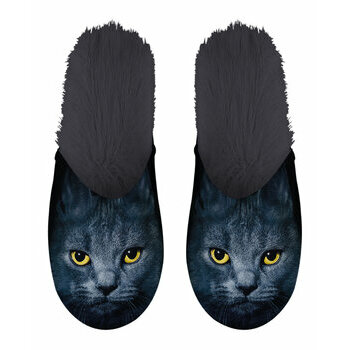 Chaussons Chat gris noir