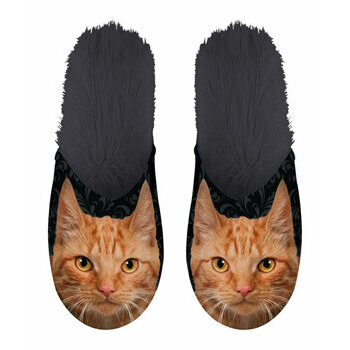 Chaussons Chat roux fond noir