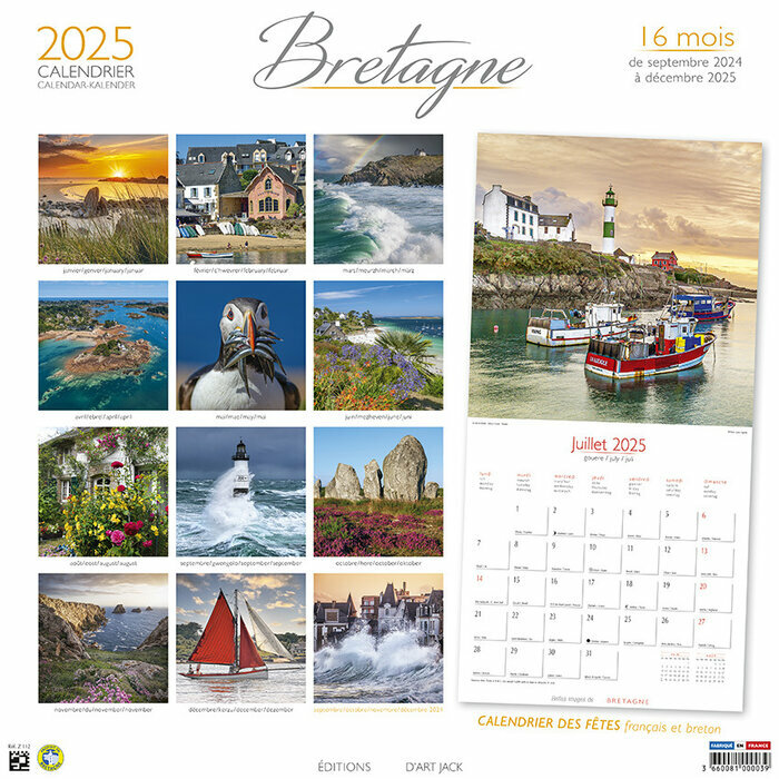 Calendrier Mural 2025 Bretagne bateaux phare