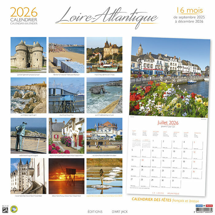 Calendrier mural 2026 Loire Atlantique port plage