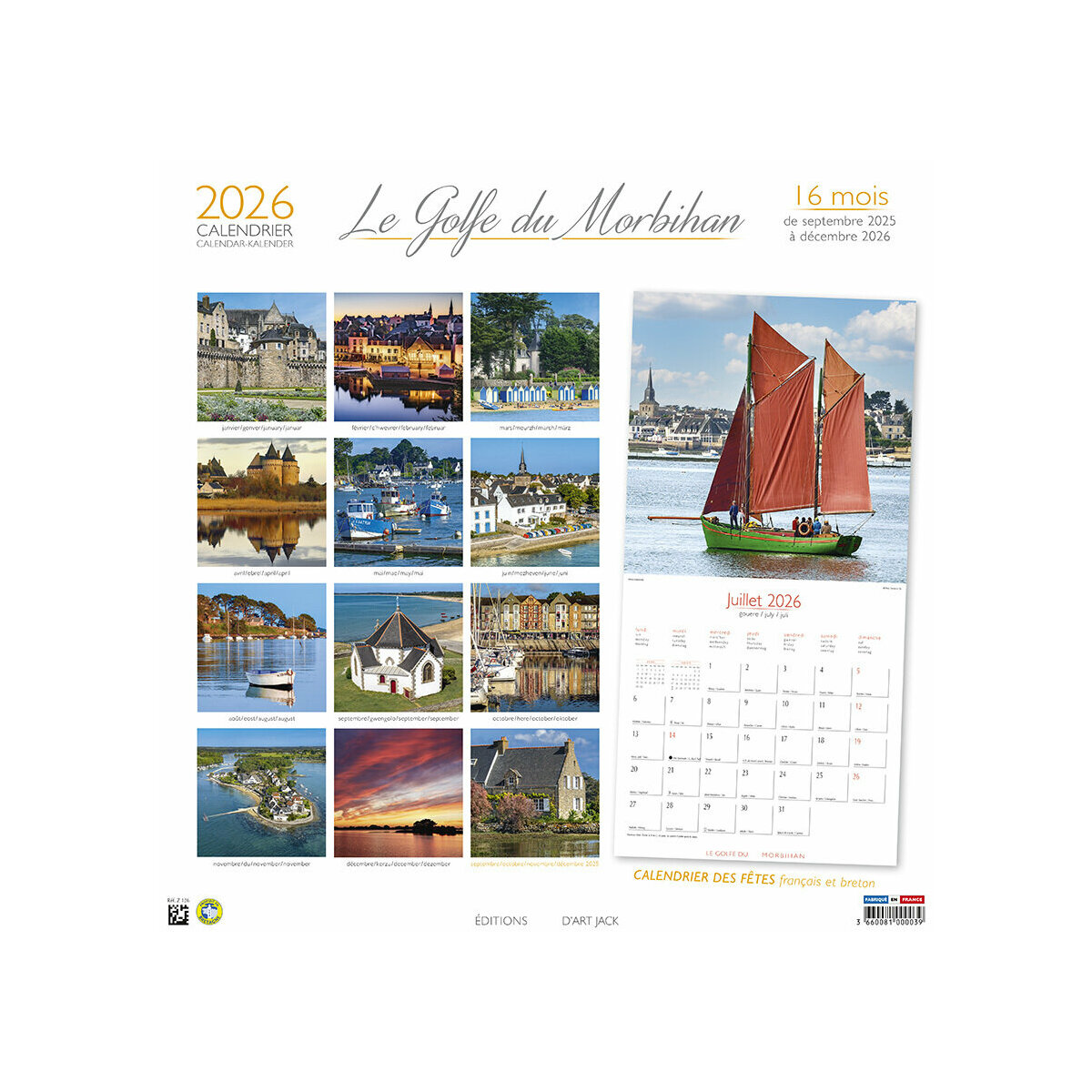 Calendrier Mural 2025 Bretagne Golfe du Morbihan Quiberon Port Navalo