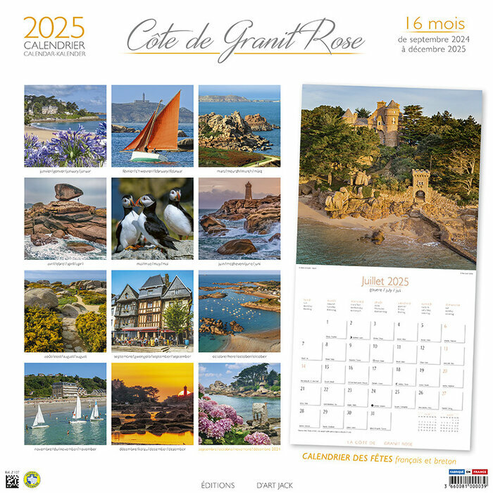 Calendrier Mural 2025 Côte de Granit Rose bateaux