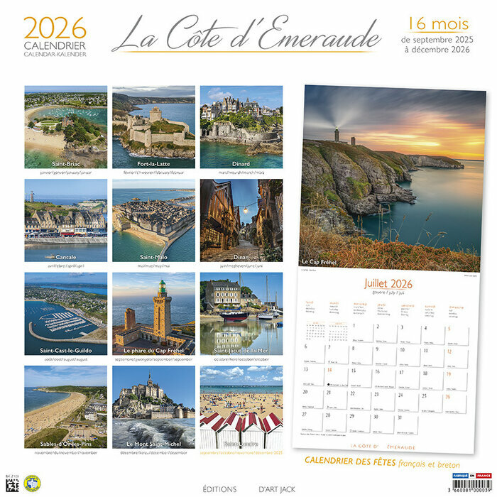 Calendrier Mural 2026 Cte D'Emeraude