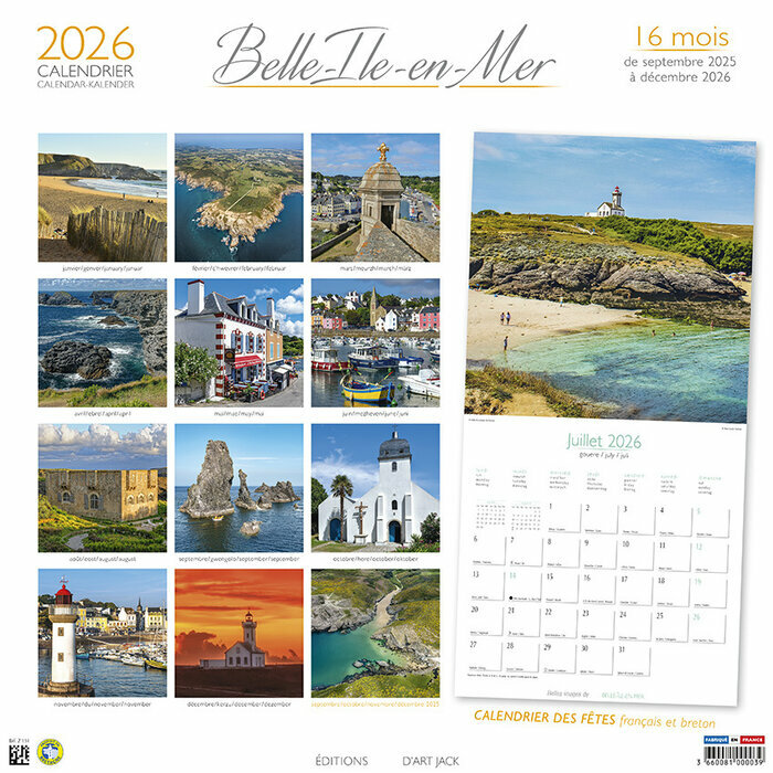 Calendrier papier 2026 Belle Ile en Mer