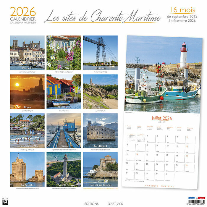 Calendrier Mural 2026 Charente Maritime