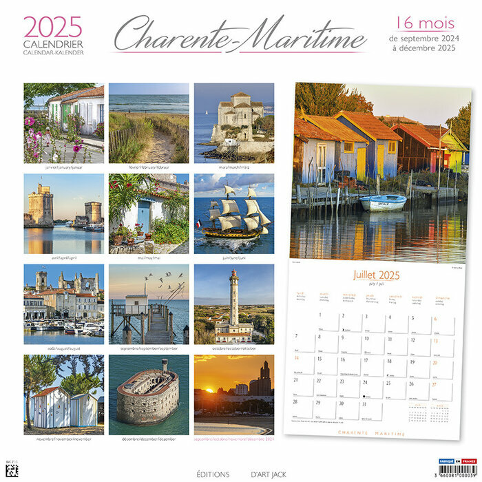 Calendrier mural 2025 Charente Maritime